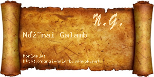 Nánai Galamb névjegykártya